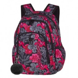 STRIKE Plecak do szkoły CoolPack CP - dla dziewczyny soczyste czerwone róże RED & BLACK FLOWERS 26L - A241 + POMPON gratis!