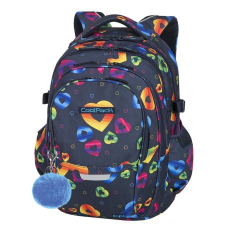 Plecak młodzieżowy CoolPack CP FACTOR RAINBOW HEARTS - 4 przegrody - A060 + GRATIS! - Cool-pack.pl