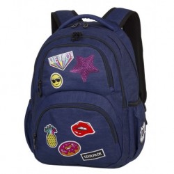 Plecak młodzieżowy CoolPack CP DART II Badges Girls Denim granatowy z naszywkami