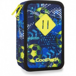 Piórnik potrójny z wyposażeniem COOLPACK CP JUMPER 3 FOOTBALL BLUE z piłką nożną