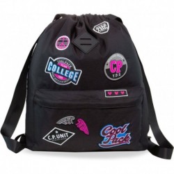 Plecak miejski worek na plecy CoolPack CP URBAN GIRLS BADGES BLACK z naszywkami dla dziewczyny