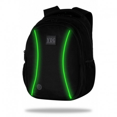 Plecak świecący młodzieżowy unisex JOY L czarny zielony LED do szkoły 
