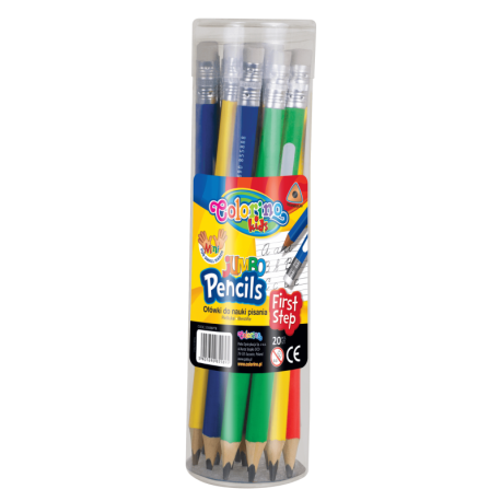 Ołówki dla dzieci do nauki pisania JUMBO COLORINO z gumką 
