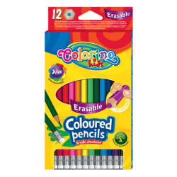 Kredki ołówkowe sześciokątne 12 kolorów Colorino Kids wymazywalne z gumką