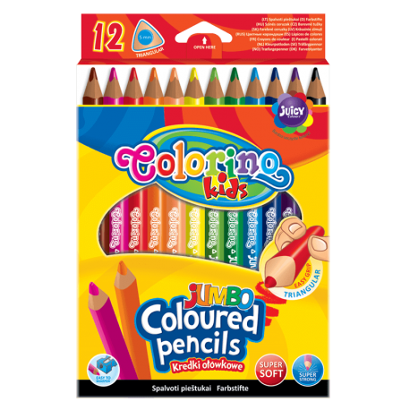 Kredki trójkątne JUMBO 12 kolorów Colorino Kids 17,5cm - Cool-pack.pl
