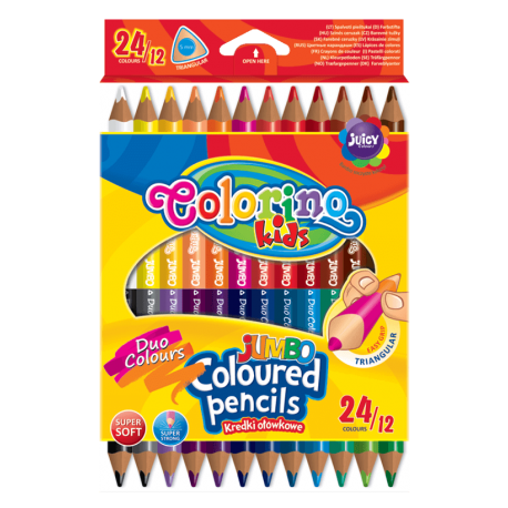 Kredki trójkątne JUMBO dwukolorowe 12/24 kolory Colorino Kids - Cool-pack.pl