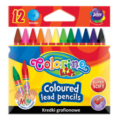 Kredki z glinki kaolinowej GRAFIONOWE mini 12 kolorów COLORINO miękkie