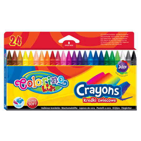 Kredki świecowe szkolne dla dzieci 24 kolory miękkie Colorino