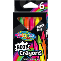 Kredki świecowe trójkątne Colorino neonowe dla dzieci 6 kolorów