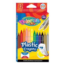 Kredki świecowe plastikowe 12 kolorów Colorino kids WYMAZYWALNE z gumką