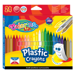 Kredki plastikowe wymazywalne 24 kolory z gumką Colorino kids