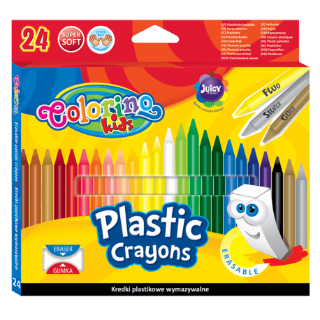 Kredki plastikowe wymazywalne 24 kolory z gumką Colorino kids - Cool-pack.pl