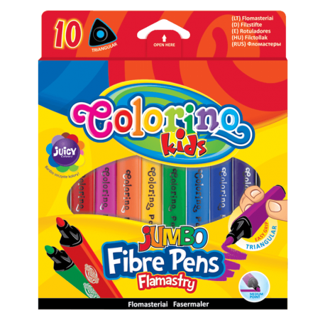 Dziecięce flamastry trójkątne JUMBO grube 10 sztuk Colorino