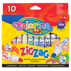 Flamastry z podwójną i potrójną końcówką ZIG ZAG 10 kolorów Colorino kids