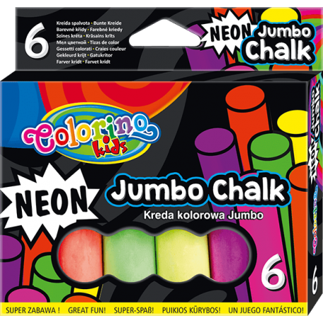 Neonowa kreda dziecięca do zabawy 6 sztuk JUMBO Colorino 