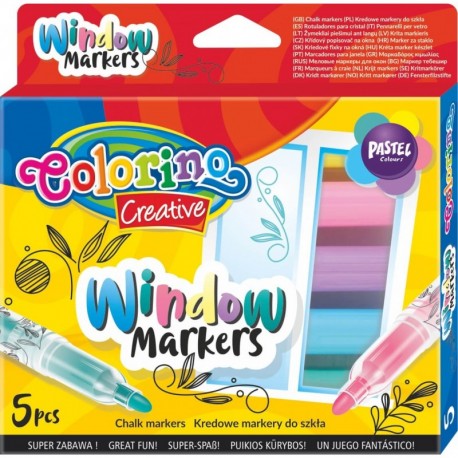 Markery do szkła kredowe 5 kolorów COLORINO CREATIVE do zabawy