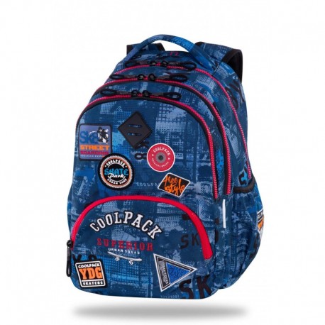 Plecak młodzieżowy CoolPack CP BENTLEY BADGES B BLUE Niebieski z naszywkami dla chłopca - Cool-pack.pl