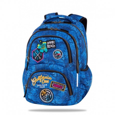 Plecak młodzieżowy CoolPack CP DART BADGES G BLUE niebieski TROPIKALNY z naszywkami dla dziewczyn - Cool-pack.pl