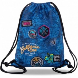Worek sportowy / plecak na sznurkach CoolPack CP SPRINT BADGES G BLUE z naszywkami tropikalny NIEBIESKI dla dziewczyn