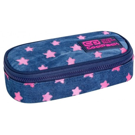 Piórnik jeansowy CoolPack CP saszetka z klapką CAMPUS STARS w różowe gwiazdy - Cool-pack.pl
