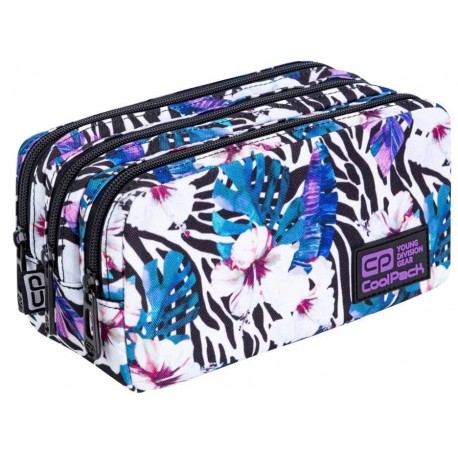 Piórnik CoolPack CP PRIMUS saszetka trzykomorowa FLOWER ZEBRA zebra w kwiaty - Cool-pack.pl