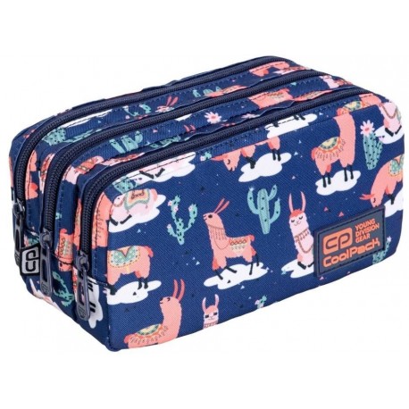 Piórnik saszetka trzykomorowa CoolPack CP PRIMUS LLAMAS granatowy w lamy - Cool-pack.pl