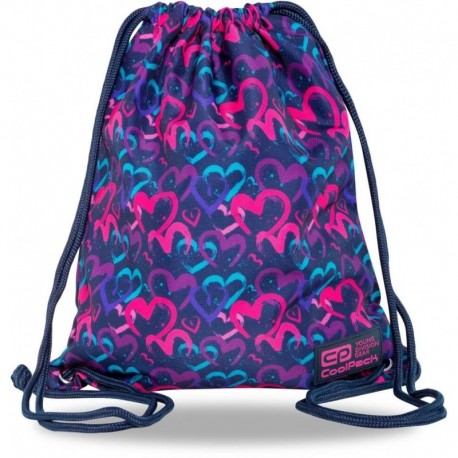 Plecak worek sportowy CoolPack kolorowe serca SOLO dla nastolatki