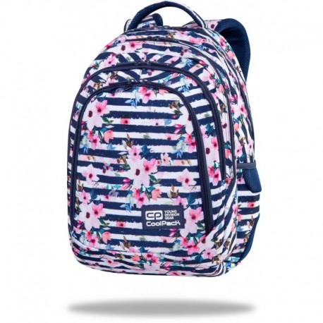 Plecak dla nastolatki do szkoły CoolPack paski i kwiaty Pink Marine 28L