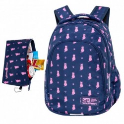 Plecak szkolny granatowy CoolPack dla dziewczynki NAVY KITTY w kotki 1-3 PRIME 16”