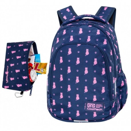 Plecak do szkoły CoolPack granatowy dziewczęcy różowe koty Navy Kitty 