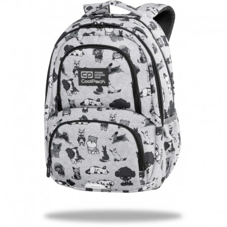 Plecak szkolny CoolPack DOGGIES SPINER TERMIC CP 16" szary z pieskami