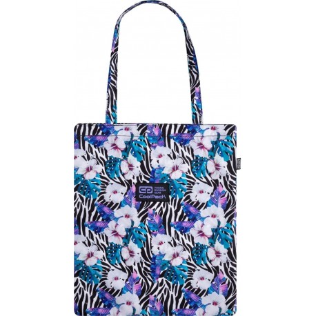 Kwiecista torba w zebrę CoolPack SHOPPER BAG na zakupy FLOWER ZEBRA CP