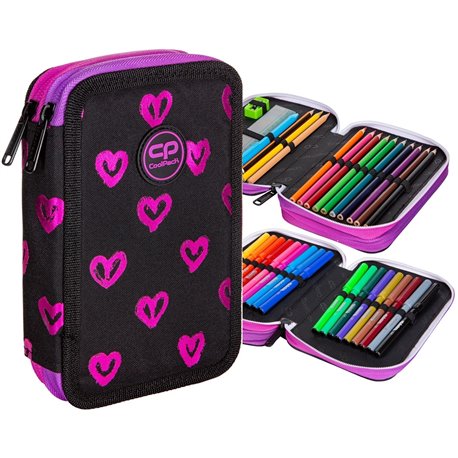 Piórnik z wyposażeniem serca CoolPack CP JUMPER 2 ELECTRA HEARTS 2-komorowy - Cool-pack.pl