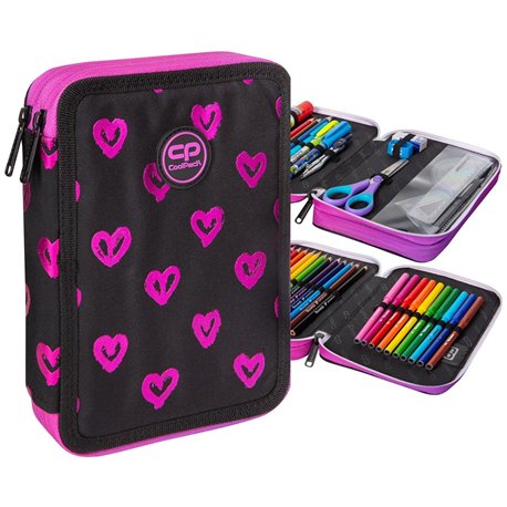 Duży piórnik dwukomorowy SERCA CoolPack CP ELECTRA HEARTS JUMPER XL 38el. - Cool-pack.pl
