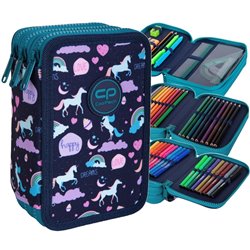 Piórnik Coolpack CP JUMPER 3 trzykomorowy HAPPY UNICORN z wyposażeniem