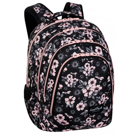 Plecak szkolny CoolPack dziewczęcy czarny z kwiatami Violet Dream 28L